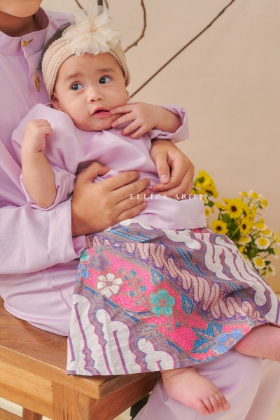 Delisha Kurung Batik Kids in Lupine Pink